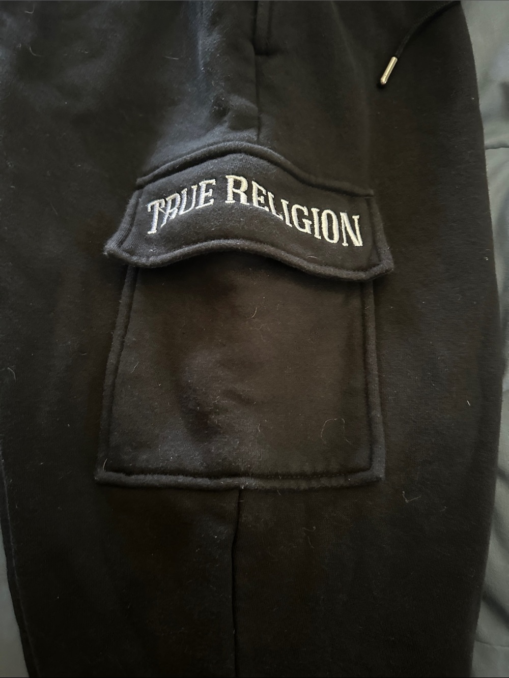 True Religion Black Cargo Sweatpants with Logo Waistband - Picture 4 of 5
